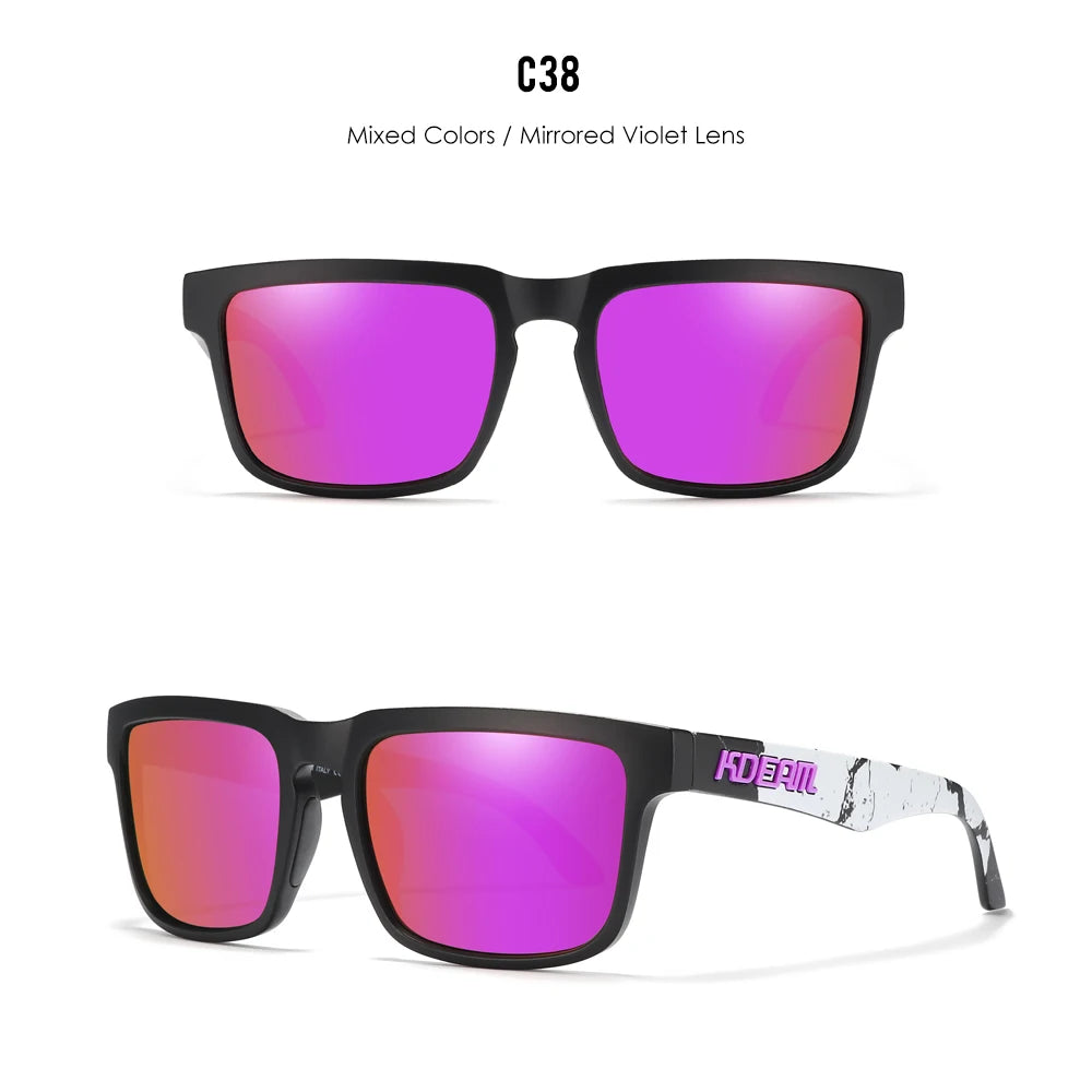 KDEAM Men's Polarized Sunglasses Square Casual Outdoors Sun Glasses Women Unisex Sunglass For Couple With Zipper Case