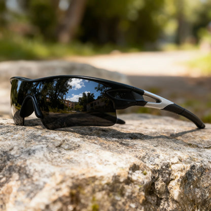 Classic Sports Sunglasses with One-Piece Wraparound UV400 Lens - Unisex Comfort Fit for Cycling, Running, Hiking & Outdoor