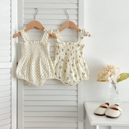 Summer Outfit Kids Baby Clothes Cotton Sleeveless Rompers Newborn Girls Clothes Toddlers Flower Bow Kids One-pieces Bodysuits