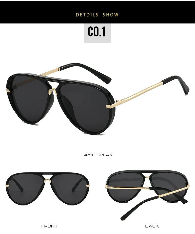 Trendy Oversized Pilot Sunglasses Women Men Vintage Retro Classic Designer Sun Glasses UV400 Protection Fashion Ladies Shades