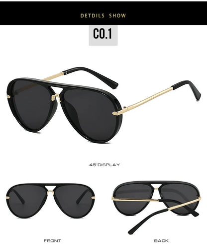 Trendy Oversized Pilot Sunglasses Women Men Vintage Retro Classic Designer Sun Glasses UV400 Protection Fashion Ladies Shades
