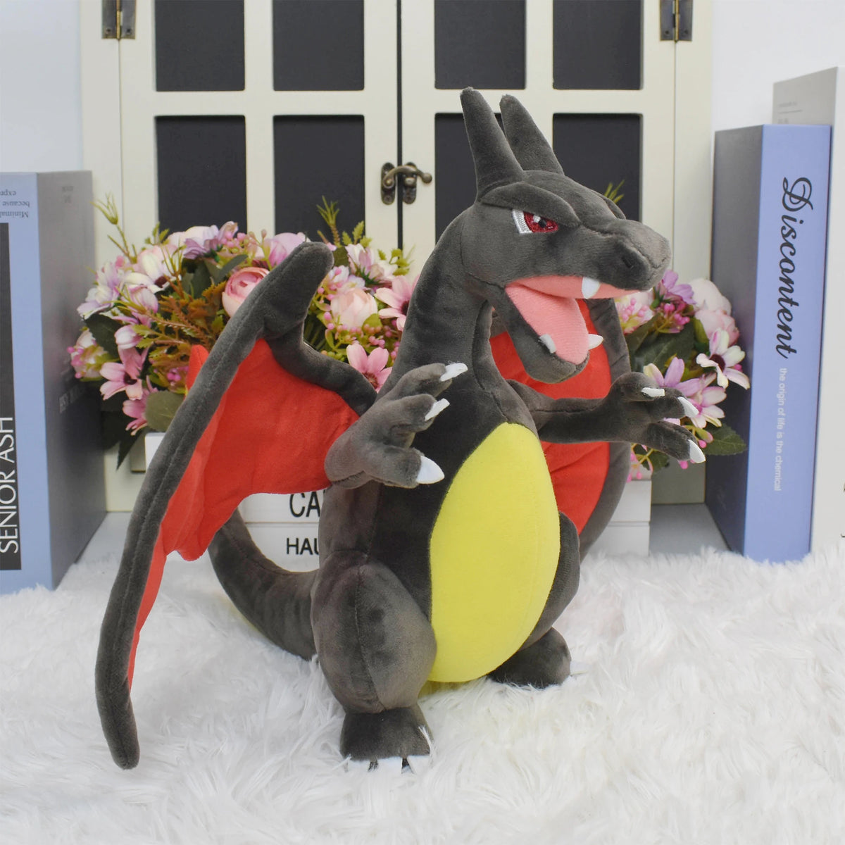 Shiny Charizard Plush Toy Stuffed Doll Collectible Cartoons for Boys Girls Gift Gray Collectible Soft Plushies Cute Cartoon 25CM