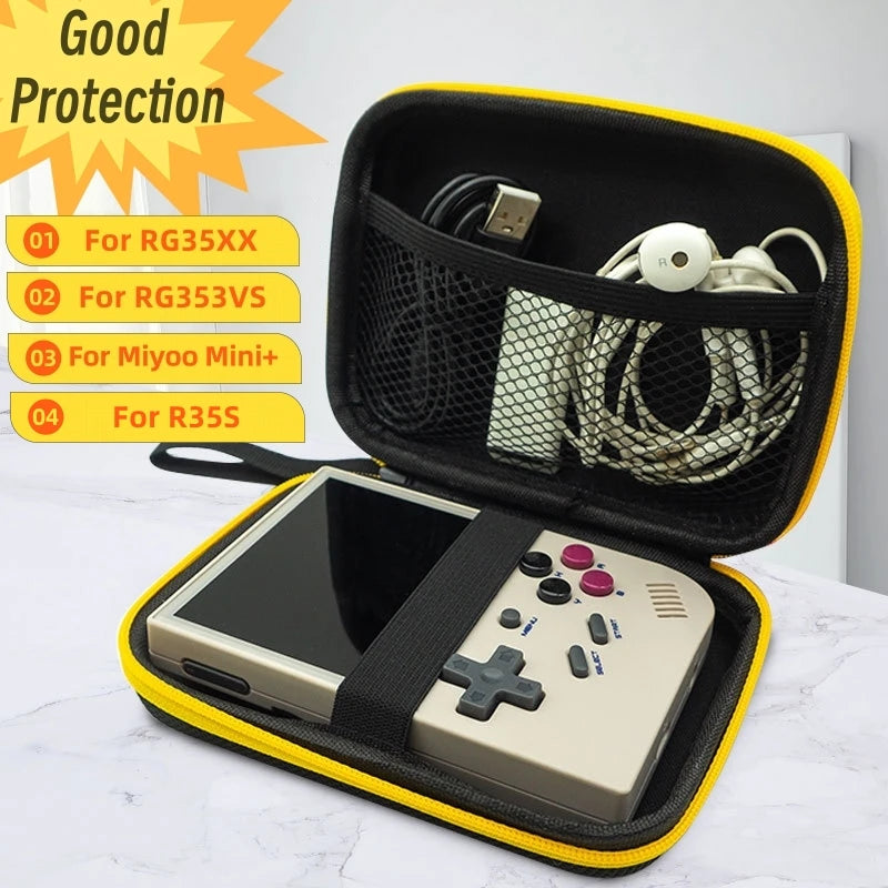 Black Storage Bag For Miyoo Mini+ RG353V RG353VS RG35XX R35S Game Console Protective Travel Bag Miyoo Mini Plus Case Handbag