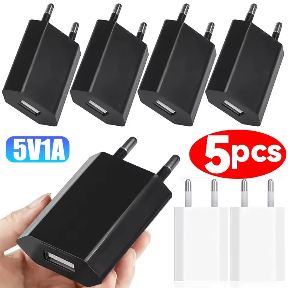 1-5Pcs Mini Universal 5V 1A EU Plug USB Wall Charger Portable Travel USB Power Adapter Charger For Phone Samsung Xiaomi Huawei