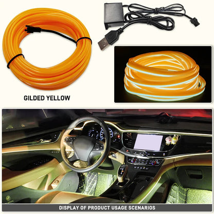 1/2/3/4/5M LED Decorative Lamp, Flexible Neon Cable Strip, USB Interior Lighting for Vehicles, Party Mood Diode, Ambient Lights