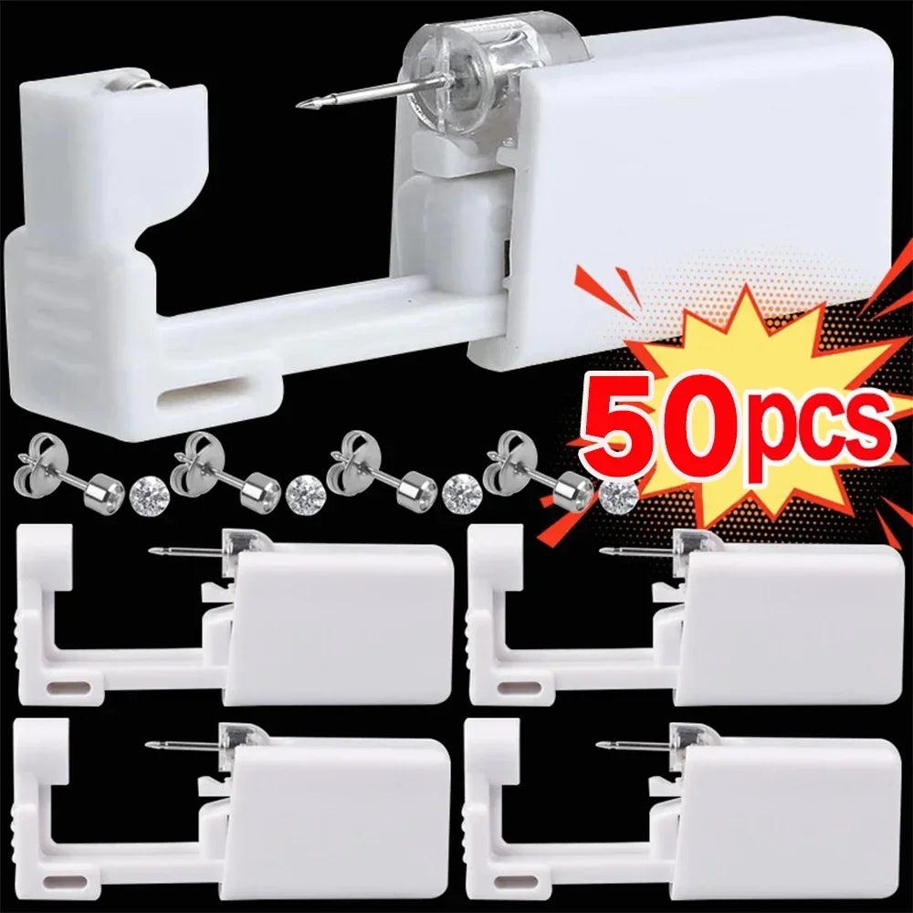 Safety Ear Piercing Gun Kit Women Men Disposable White Plastic Sterile Ear Piercing Device Fashion Simple Jewelry Piercing Tools