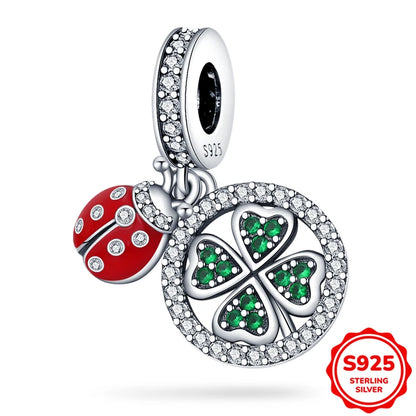 Charms Silver 925 Ladybugs and Cherry Strawberries Pendant Bead Fit 3mm Bracelet Bangle Necklace For Women Luxury Jewelry Making