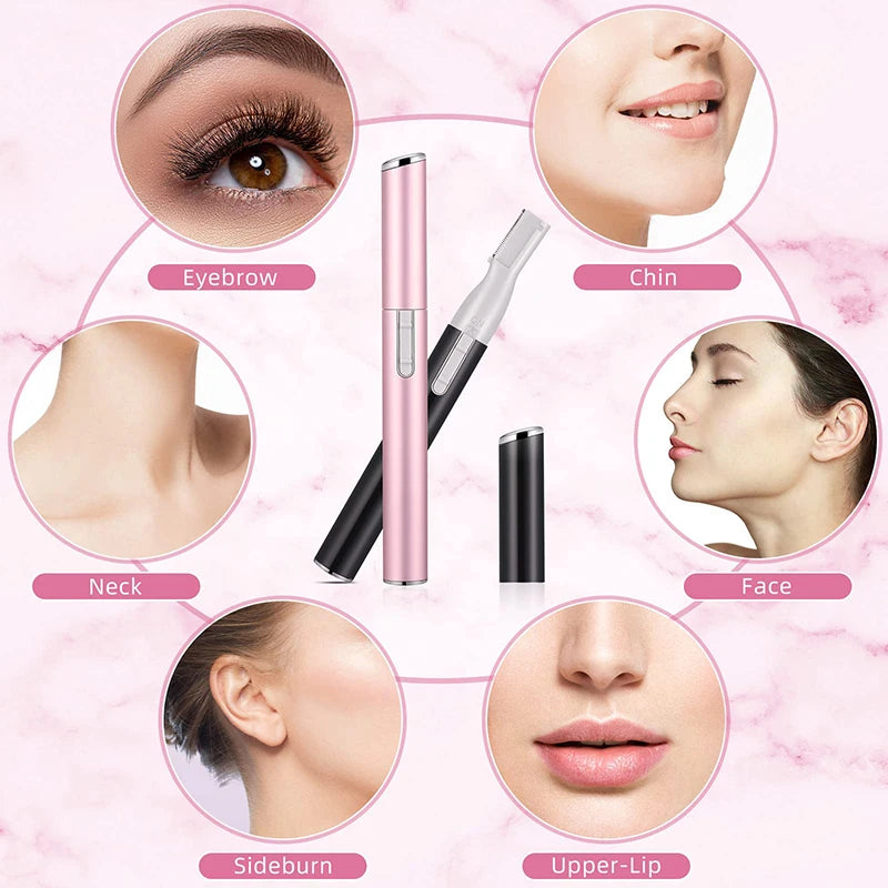 Electric Mini Eyebrow Trimmer Shaver Hair Removal Facial Neck Body Arms Legs Blur - Rechargeable Personal Grooming Kit