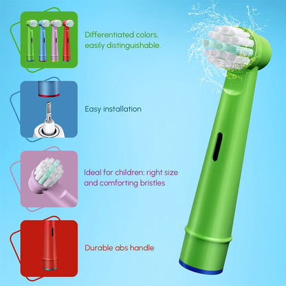 Electric Toothbrush Replacement Heads Compatible with Kids Oral B Braun Soft Bristles and Small Brush Heads for Sensitive Teeth
