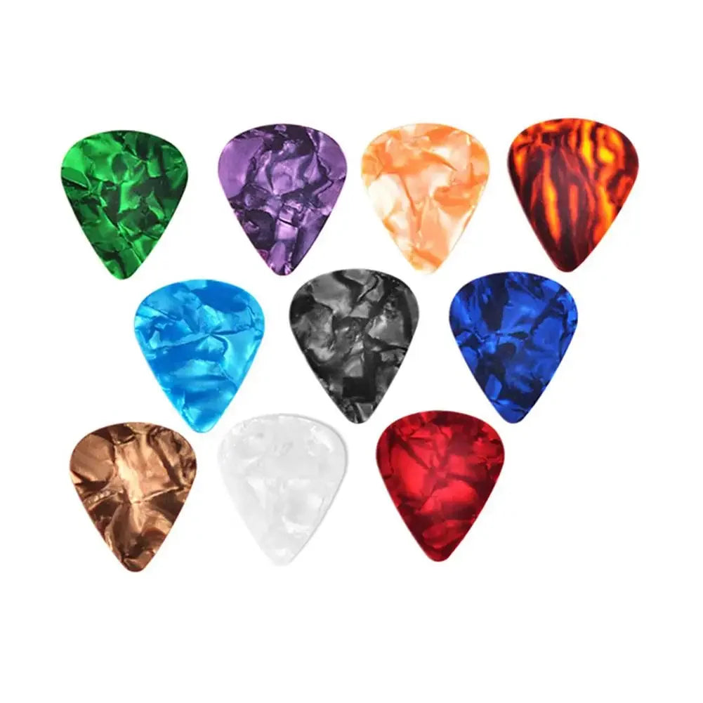 10Pcs Guitar Picks & Guitar Pick Holder Set For Acoustic Guitar Electric Guitar Bass Ukulele Stick-on Holder (Random Color)