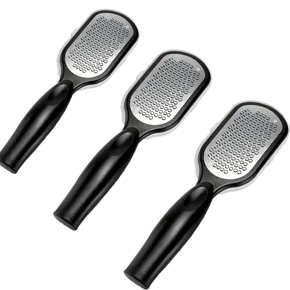 Professional Heavy-Duty Stainless Steel Painless Foot File & Remover with Splash Guard & Handle Suitable for Care Cracked Heels