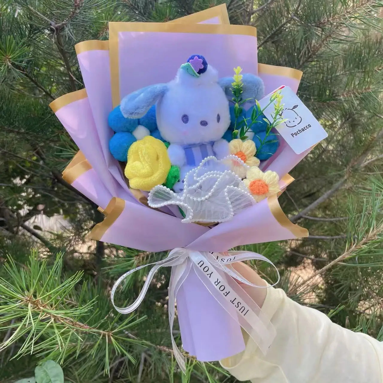 Cartoon My Melody Kuromi Cinnamoroll Kt Cat Plush Doll Creative Flower Bouquet Valentine Christmas Graduation Birthday Gift