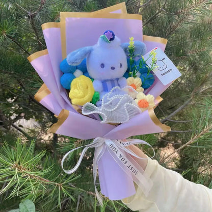 Cartoon My Melody Kuromi Cinnamoroll Kt Cat Plush Doll Creative Flower Bouquet Valentine Christmas Graduation Birthday Gift