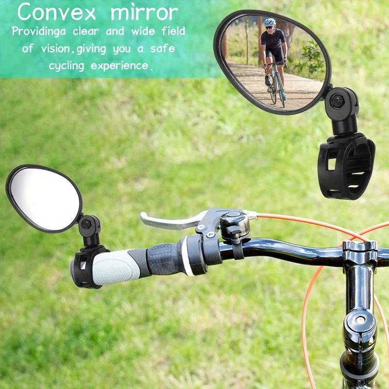 1/2PCS  Bike Mirrors, Acrylic Convex Oval Rearview for Cycling360° Rotatable Shockproof Handlebar Mount Mirrors for Mountain &