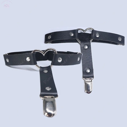 1pc/2pc punk Metal Tassel Pendant Pink PU Leather Choker Collar Sexy Spiked Neck Strap Clavicle Men Necklaces for Women Gothic