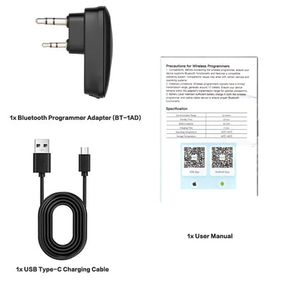 Wireless Bluetooth Walkie Talkie Programmer Adapter for Baofeng UV-5R UV-82 BF-888S UV-5RH Two Way Radio K-Plug App Frequency Wr