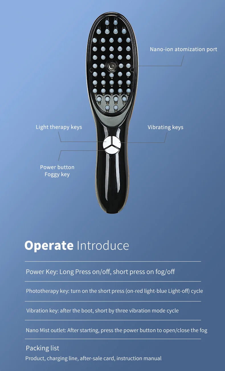 Electric Spray Massage Comb Hair Growth Vibration Head Massager Brush LED Anti Hair Loss Scalp Liquid Medicine Atomizing Comb