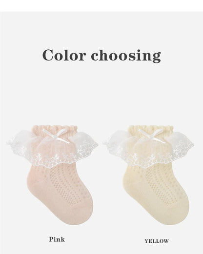 Baby Girls Socks Princess Lace Kids Socks Summer Thin Mesh  Children Cotton Socks Boneless Newborn Tube Socks For 0-8Y