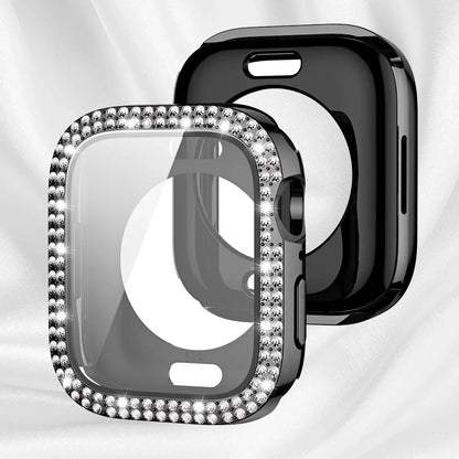 Bling Glass+Cover for Apple Watch Case 49mm 46 42 45 41 40 44mm Diamond Bumper+Screen Protector Iwatch Series 11 10 9 8 7 6 5 SE