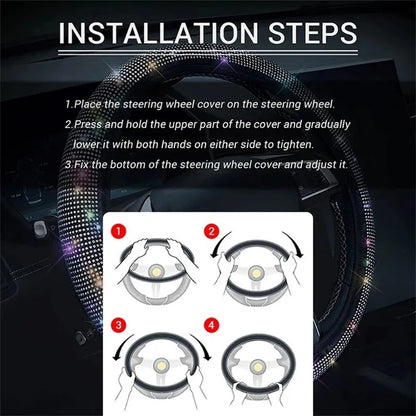 Universal Car Steering Wheel Cover Protector Anti-Slip Universal Size Fit 15inch /38cm Diameter Fashionable Car Accessories