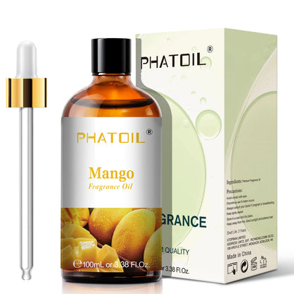 PHATOIL 100ml Fruity Fragrance Oil for Diffuser Candles Making -Coconut & Vanilla Strawberry Lemon Peach Aroma Essential Oils