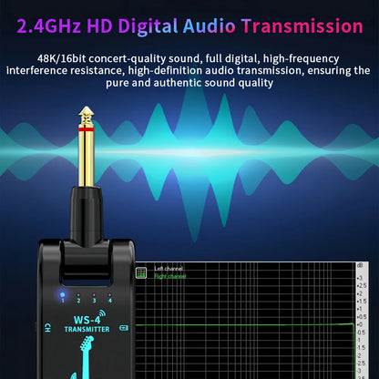 2.4G Wireless Guitar System - Rechargeable Guitar Transmitter & Receiver for Electric Guitar & Bass, Plug & Play, Low Latency