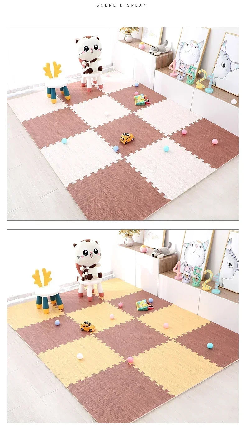 8/16Pcs Wood Baby Play Mat Floor Rug Thickened Foam Floor Children's Non-slip Crawling Pad Suitable for Living Room and Bedroom