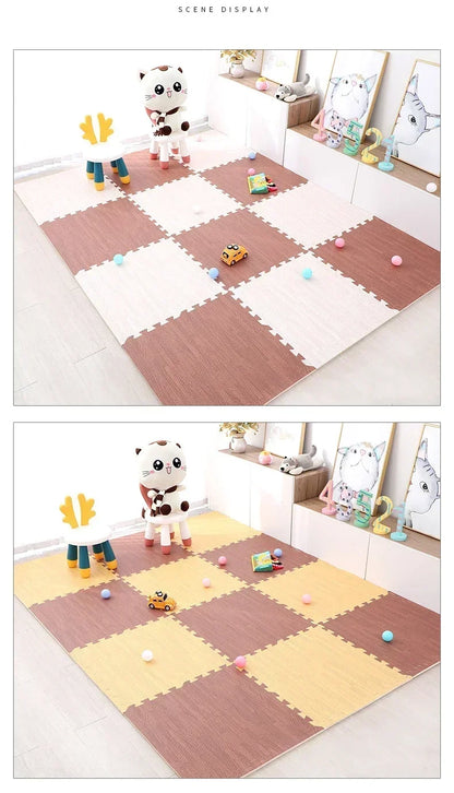 8/16Pcs Wood Baby Play Mat Floor Rug Thickened Foam Floor Children's Non-slip Crawling Pad Suitable for Living Room and Bedroom