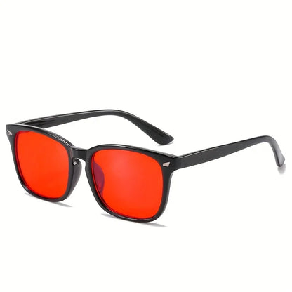 Classic Red Lens Blue Light Blocking Glasses Square Men Better Sleep Anti Filter Men Orange Women Eyeglasses