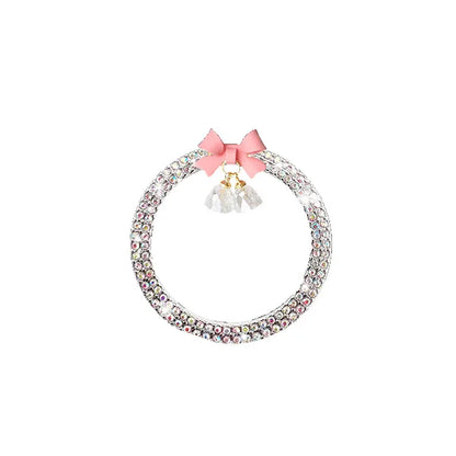 Rhinestone Bow Bell Car Start Switch Button Auto Decorative Diamond Stickers Ring Circle Trims Protective Cover Car Accessories
