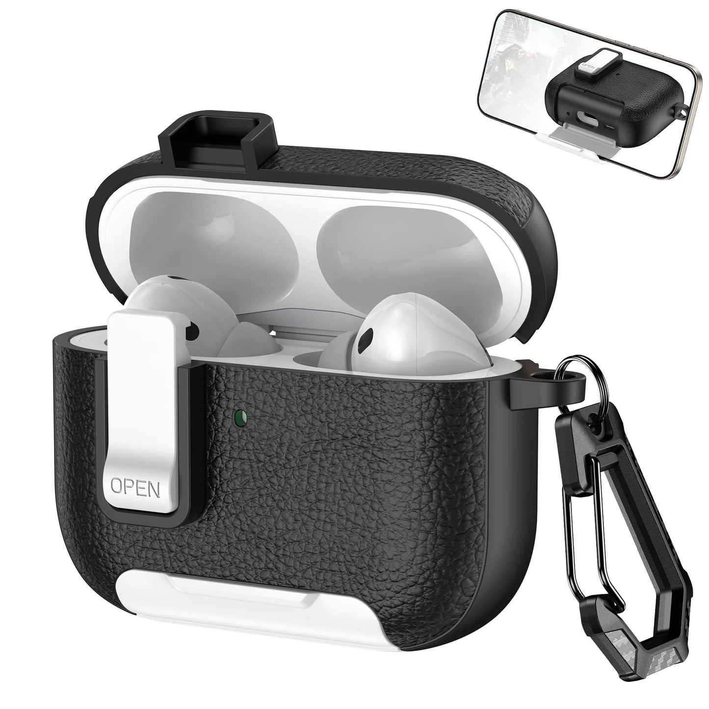 New Earphone Cover For AirPods Pro 3 3rd Generation Protective Case With Secure Lock Invisible Phone Stand Leather Texture Cover