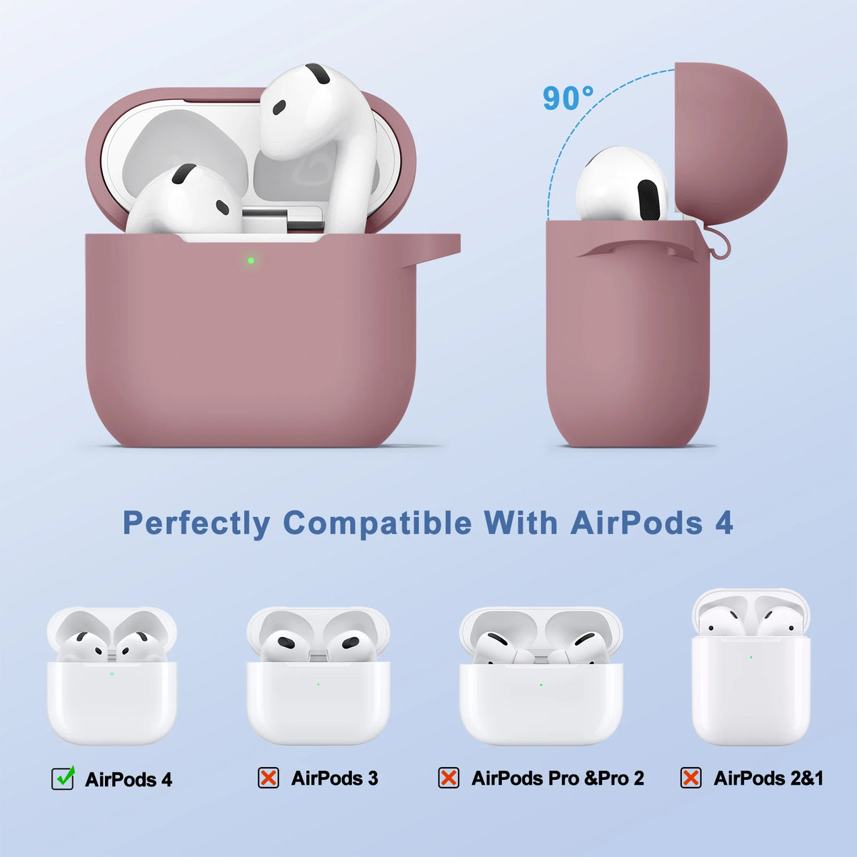 Soft Silicone Cases For Apple Airpods 4 Wireless Bluetooth Headset Cover For Air Pods 4 Protective Case With Lanyard Carabiner