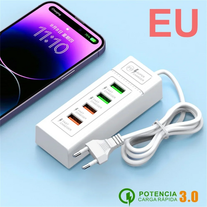 4Ports USB Fast Charger Station USB HUB3.0 Multi Splitter Adapter USB C Expander Portable Travel Charger For iPhone Xiaomi Phone