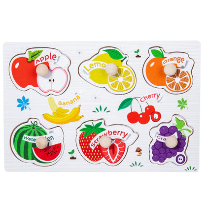 1pc Wooden Jigsaw Puzzle Kids Montessori Games Educational Toys for Children Animal Fruits Shapes Hand Grasp Board Wood Puzzles