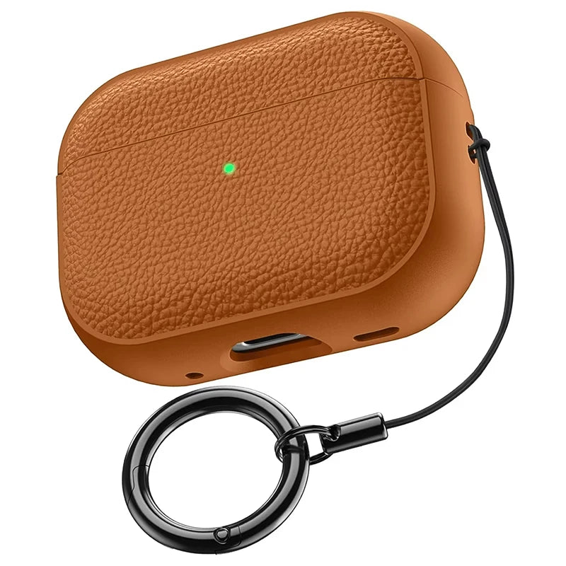 For Airpods Pro 1 2 Case Luxury Lychee Leather Business Earphone Case with Hook Strap Headphone Cover For Apple Air Pods 4 3 2 1