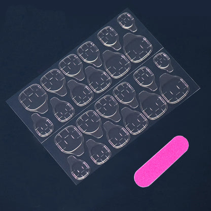 24 pieces of new French-style press-on nails (fashionable fake nail stickers), paired with 1 piece of jelly glue and 1 nail file