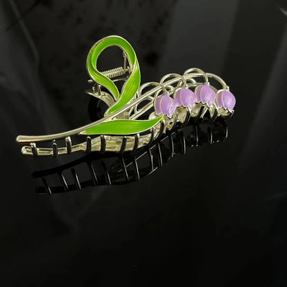 1PCS Bell Orchid Flowers Super Fairy Temperament Hair Accessories, Large Premium Feeling Scratch Clip, Autumn Hundred Shark Clip