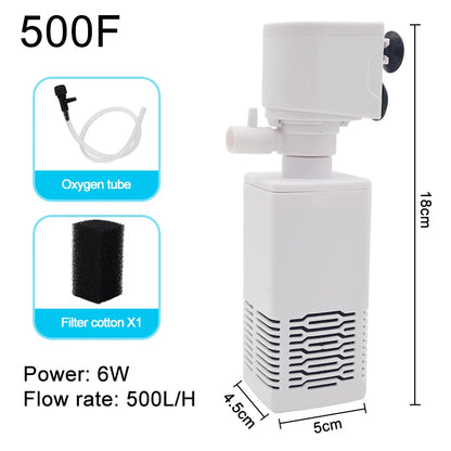 Aquarium Filter Pump Fish Tank Submersible Silent Air Oxygen Aerator Water Change Pump Aquarium Air Pump Wave Maker 220v