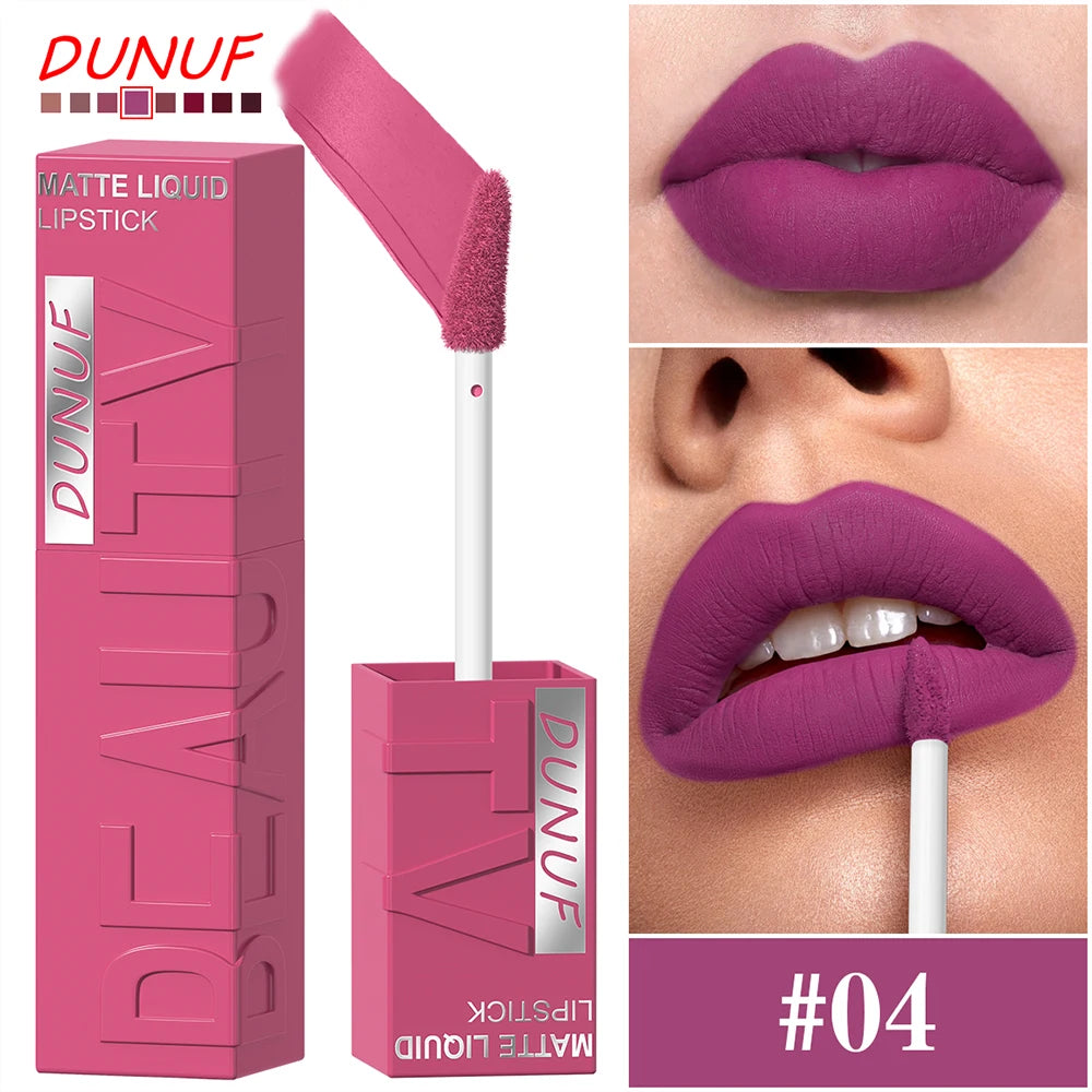 8 Color Nude Brown Matte Liquid Lipstick Velvet Sexy Dark Red Lip Glaze Non-stick Cup Not Easy To Fade Lip Gloss Lipstick Makeup
