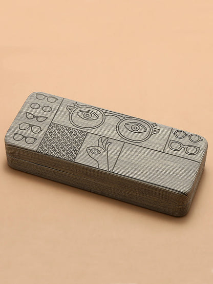 1pc Geometric Pattern Glasses Case Portable Stylish Square Eyewear Holder with Embossed Designs for Men’s Fashion Accessories