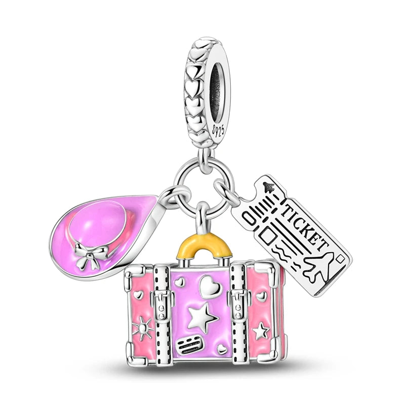 925 Sterling Silver Tailor Sewing Machine Telephone Alarm Clock Charms Pendants Fit 925 Original Bracelets DIY Jewelry