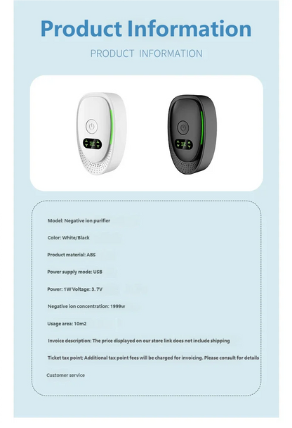 HOMEFISH 2026 New Negative Ion Air Purifier Pet Deodorizer Odor Deodorizer Intelligent Negative Ion