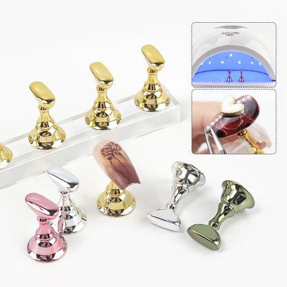 5pcs Nail Holder False Nail Tip Practice Stand Crystal Base Magnetic Holder Nail Art Display For Art Salon DIY & Practice Tools