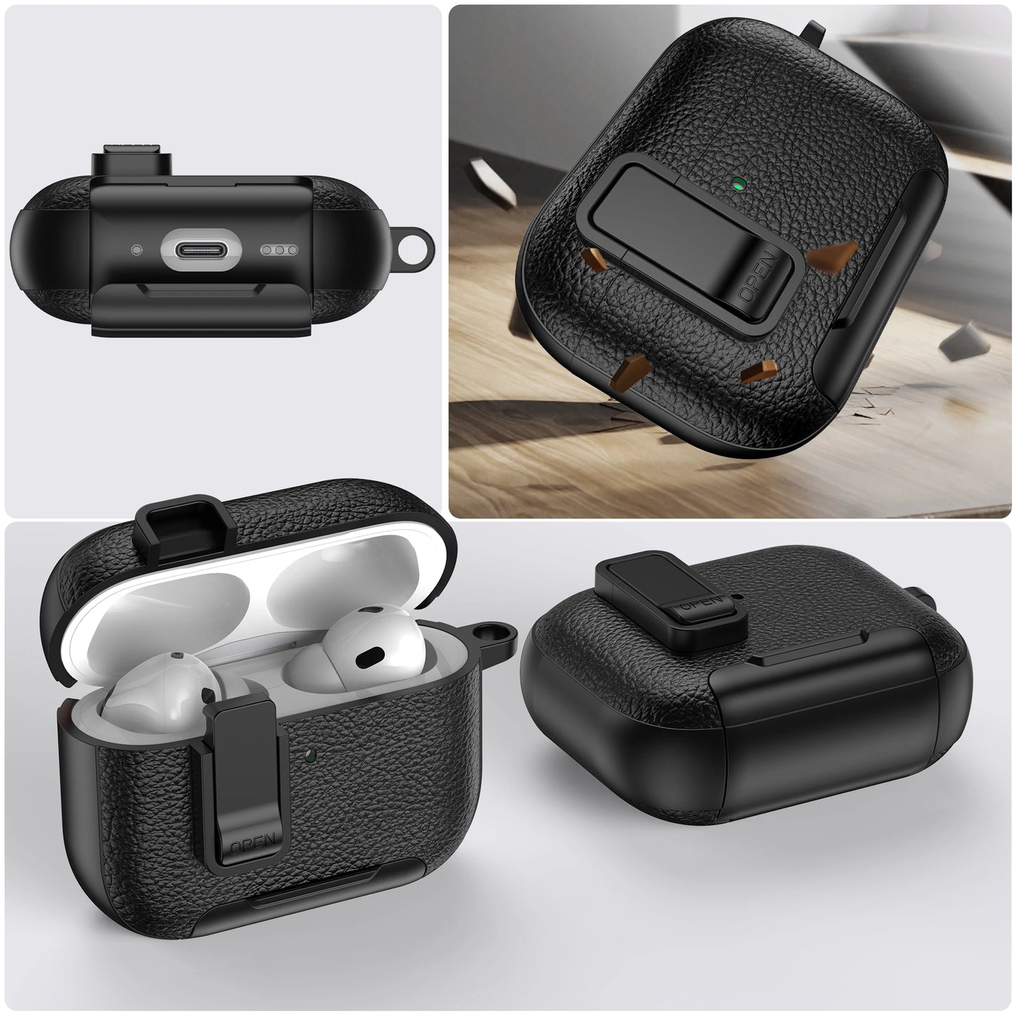 New Earphone Cover For AirPods Pro 3 3rd Generation Protective Case With Secure Lock Invisible Phone Stand Leather Texture Cover