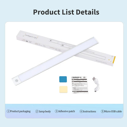 LED Ultra Thin Under Cabinet Lights Motion Sensor night light Wireless Rechargeable 3 Color Lamp Kitchen Closet Cabinet Lighting