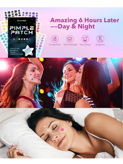 1680 Acne Patches - Gentle and non-irritating, covers acne and blemishes - 280 Star Shape Multi-Color Concealer Patches Daily fa