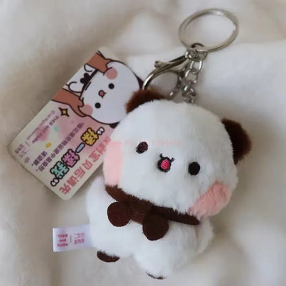 1/2Pcs New Panda Bubu and Yier Plush Pendant Keychain Dolls Cute Cartoon Panda Bear Key Ring Backpack Pendant Couple Gifts