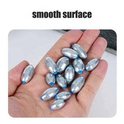 10pcs/Lot Alloy Hollow Olive Fishing Sinkers 3g/4g/5g/6g/7g/8g/9g/10g/12g/15g Carbon Steel Fishing Weights Fishing Accessories
