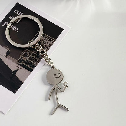 Fun Match People Keychain Creative Car Keyrings Heart To Heart Middle Finger Lovers Key Chain New Bag Pendant Couple'S Gifts