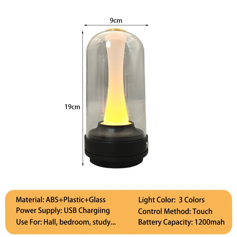 Dimmable Candle Room Lamp Rechargeable Touch Waterproof Reading Mood Light For Home Bedside Bar Desk Outdoor Mushroom Lamp